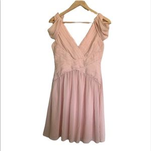 Minuet S Soft Pink Dress Zipper Bridesmaid NWT Drape Shoulder Structured